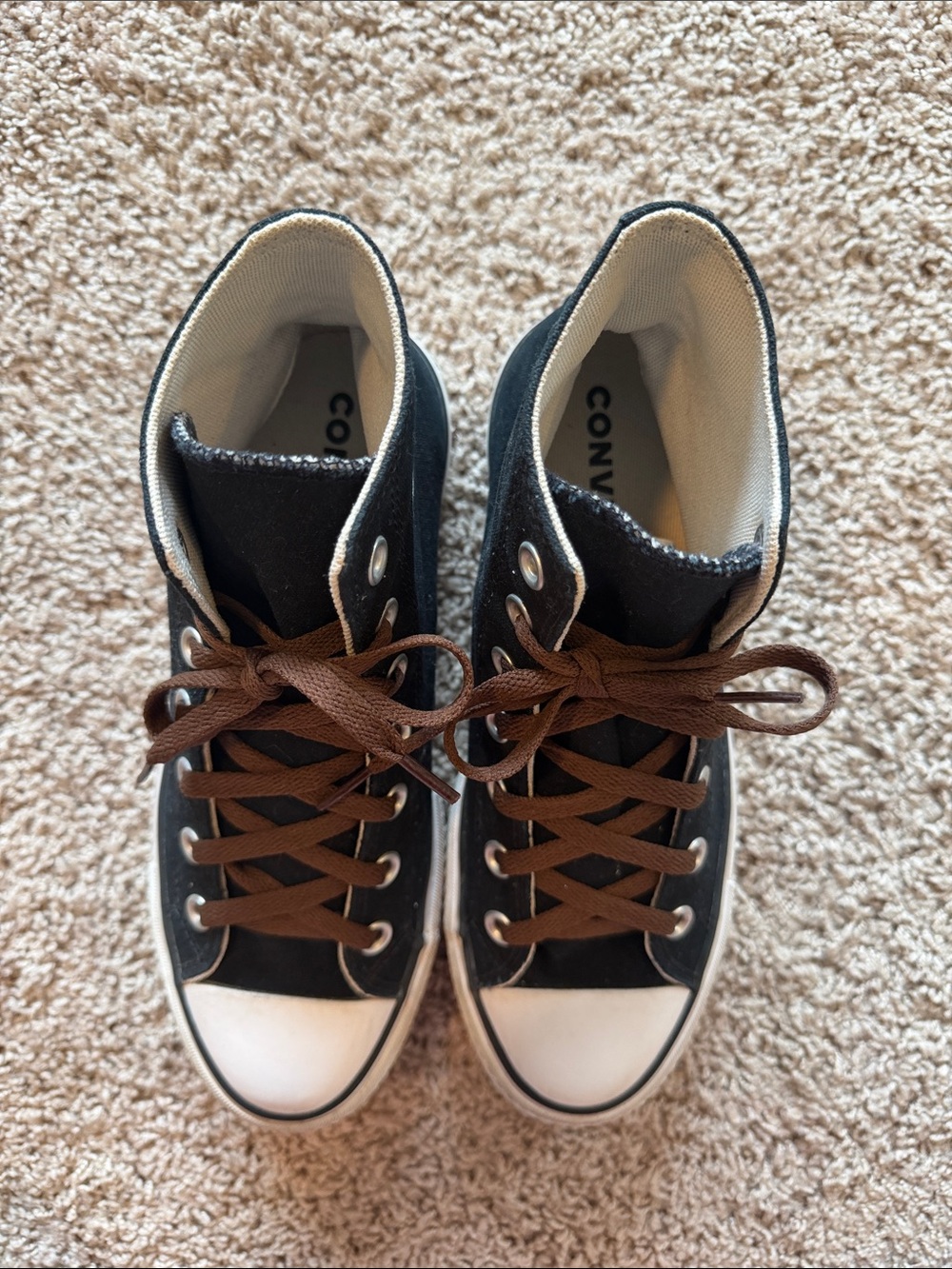 Black Platform Converse High Top Sneakers Women’s Size 7.5 - Picture 4 of 7